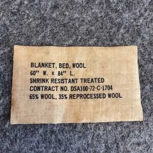 1972 US Military Wool Blanket Vietnam Era 60x84 Gray DSA Issue